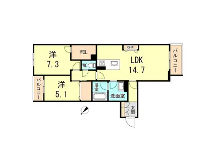 シャーメゾン ルポア(2LDK/3階)の間取り写真