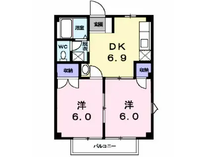 メゾン・ラ・ボヌ-ルVI(2DK/1階)の間取り写真