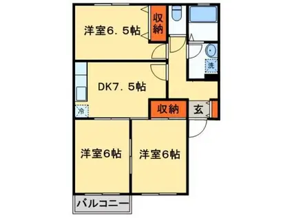 CASA DE LALUNA III(3DK/2階)の間取り写真