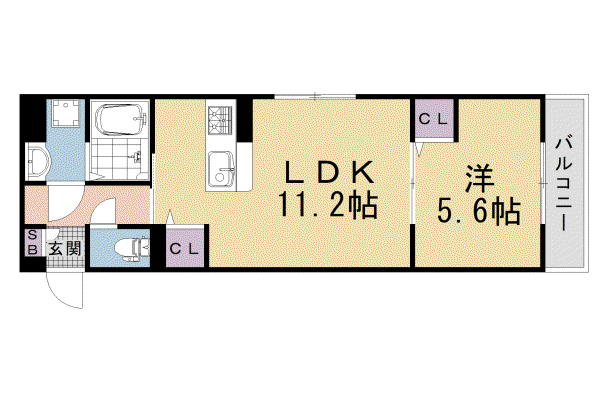 フルールII(1LDK/2階)の間取り写真
