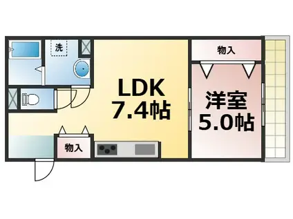 ACT布施(1LDK/2階)の間取り写真