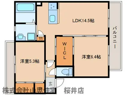 ハピネスゼクサ(2LDK/2階)の間取り写真