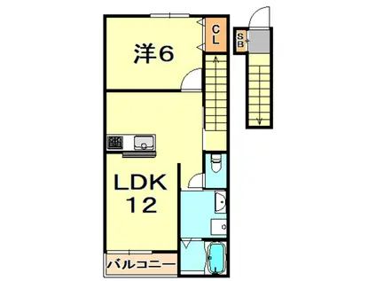 EXSONIA住吉(1LDK/2階)の間取り写真