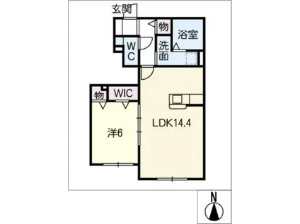 メルベーユ 中橋(1LDK/1階)の間取り写真