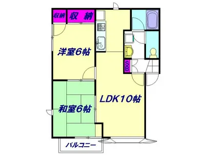 レジデンスルート122 B棟(2LDK/1階)の間取り写真