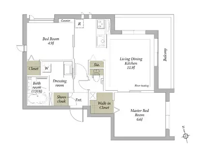 ジ クロスポイント(2LDK/2階)の間取り写真