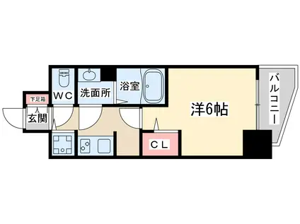 プレサンス天満橋チエロ(1K/2階)の間取り写真
