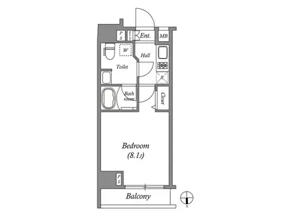 GENOVIA東中野SKYGARDEN(1K/8階)の間取り写真