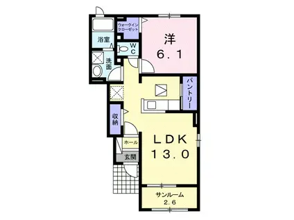 アドヴァンス(1LDK/1階)の間取り写真