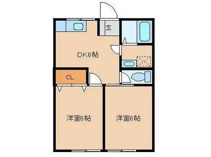 ミキハウス庄内(2DK/1階)の間取り写真