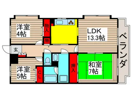 市川東レジデンス(3LDK/2階)の間取り写真