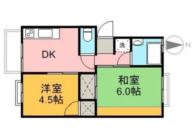 ベルデハイツ(2DK/1階)の間取り写真