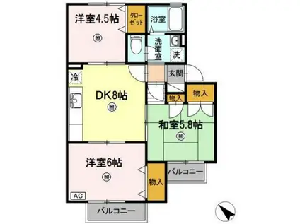 チャイブ(3DK/2階)の間取り写真