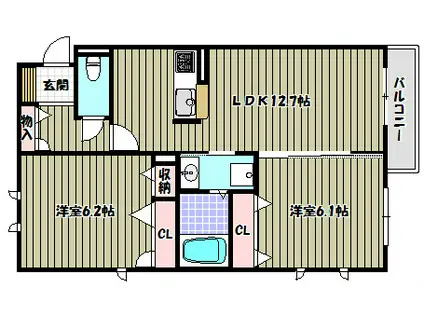 シャーメゾン本多町スタイル(2LDK/1階)の間取り写真