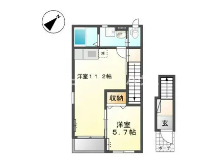 ワイズスクエア95(1LDK/2階)の間取り写真