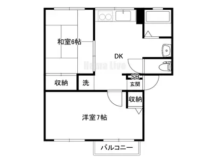 ベルナール(2DK/2階)の間取り写真