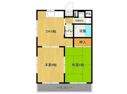 ハッピーフラッツ(2DK/1階)の間取り写真