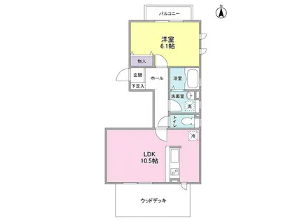 サニーヒルズ自由が丘(1LDK/1階)の間取り写真