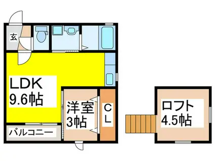 フェリスジャルディーノ(1LDK/1階)の間取り写真