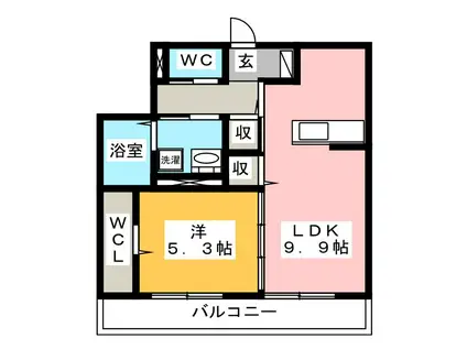 ささら弐番館(1LDK/1階)の間取り写真