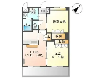 ベルビューMOMO II(2LDK/2階)の間取り写真