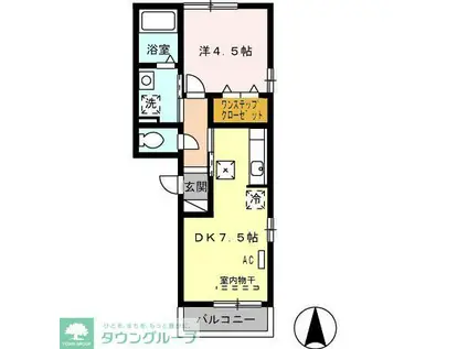 エレガンス靖国(1DK/1階)の間取り写真