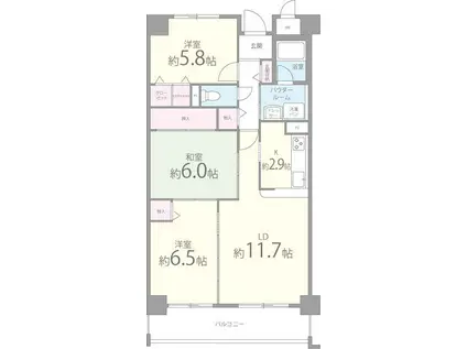 ロイヤル アネックス(3LDK/4階)の間取り写真