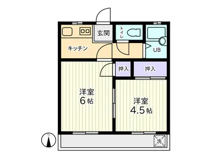 サンホープ(2K/2階)の間取り写真