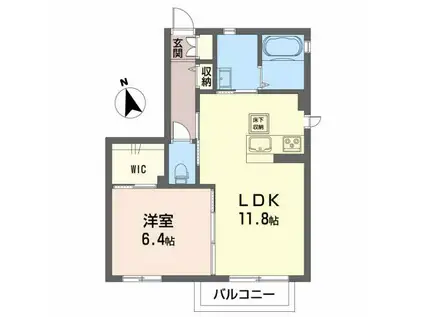 フチュール B(1LDK/2階)の間取り写真
