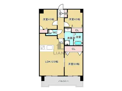 グランドアビタシオン平尾(3LDK/3階)の間取り写真