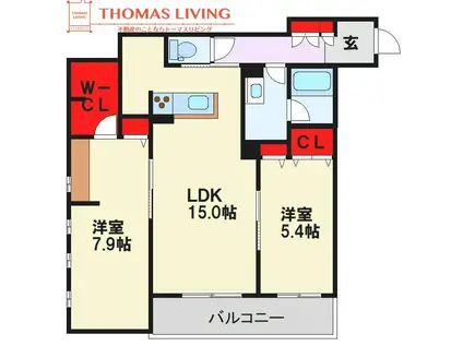シャーメゾン博多駅南(2LDK/3階)の間取り写真