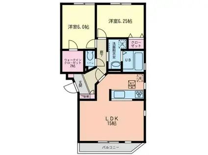 ルシェンテ D棟(2LDK/2階)の間取り写真