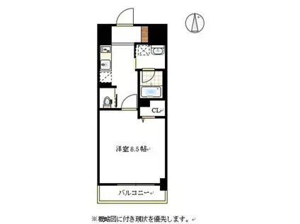 グランスクエア岡山駅西(1K/2階)の間取り写真