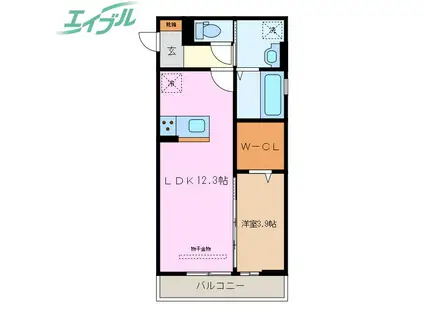 FORCE(1LDK/2階)の間取り写真