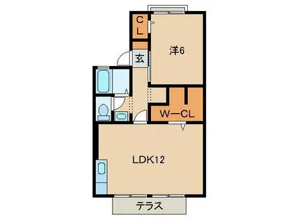 セジュールMT(1LDK/1階)の間取り写真