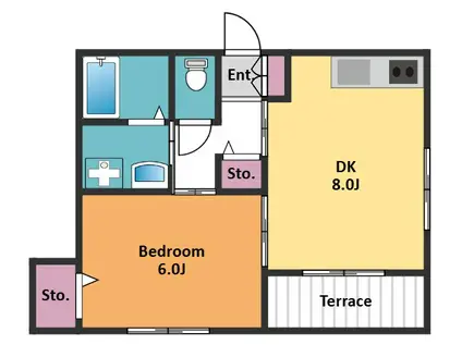 U-SQUARE-2(1DK/1階)の間取り写真