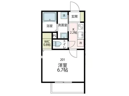 ソレアード菊名(1K/2階)の間取り写真