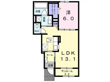 ヴィラ アストラガル(1LDK/1階)の間取り写真
