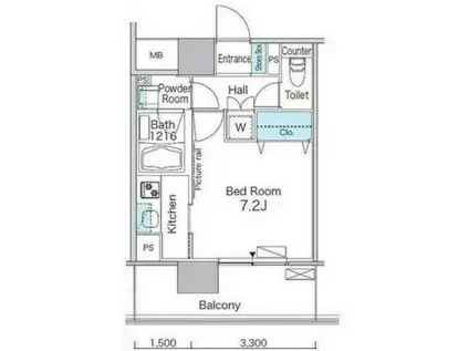 パークフラッツ芝浦(1K/8階)の間取り写真