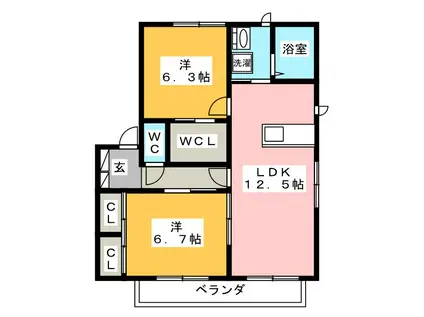 ルミエール加納(2LDK/2階)の間取り写真