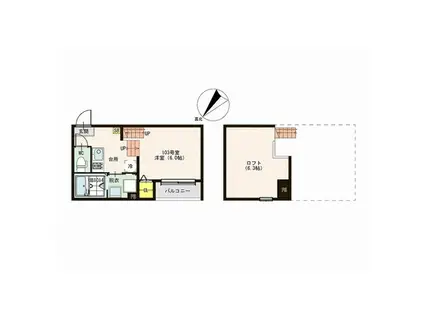 アリッサム東仙台(1K/1階)の間取り写真