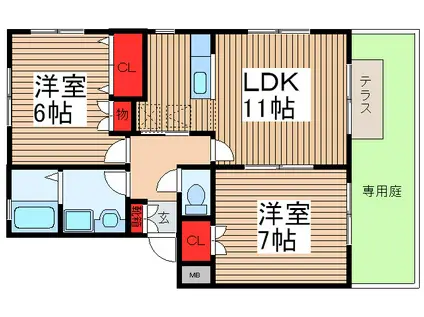 スプリングメゾン(2LDK/1階)の間取り写真