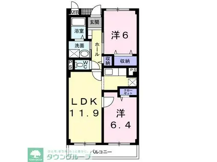 プラザウィステリア(2LDK/1階)の間取り写真