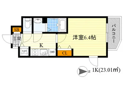 レオンコンフォート京橋(1K/2階)の間取り写真