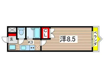 コンフォート祇園(1K/3階)の間取り写真