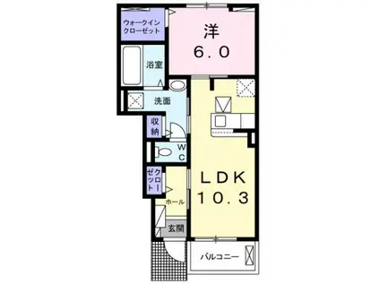 サンシャインB(1LDK/1階)の間取り写真