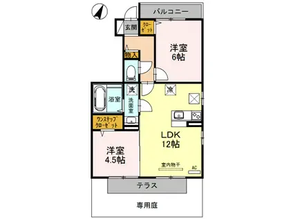 セジュールアースマーシV(2LDK/1階)の間取り写真