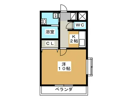 リヴェール(1K/4階)の間取り写真