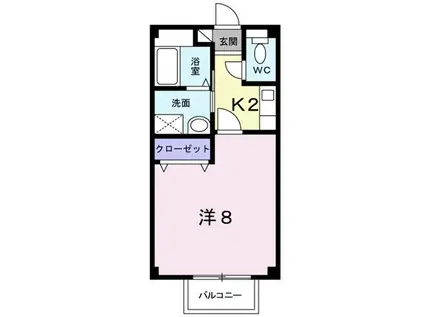 COMODO(1K/2階)の間取り写真