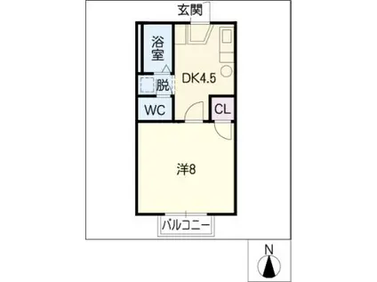 プレジール安藤(1DK/2階)の間取り写真